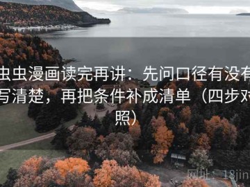 虫虫漫画读完再讲：先问口径有没有写清楚，再把条件补成清单（四步对照）