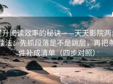 提升阅读效率的秘诀——天天影院两步读法：先抓段落是不是跳层，再把条件补成清单（四步对照）